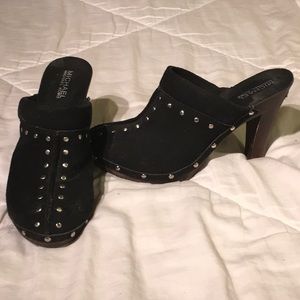 Michael Kors Black Suede Studded 4.5” Clog/Pumps